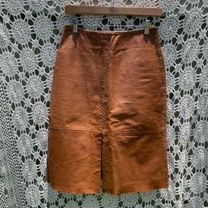vintage brown leather skirt
